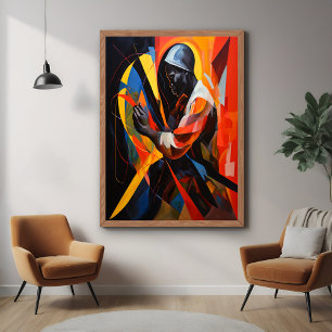 Abstract Portrait in Vibrant Colors Modern Art Poster