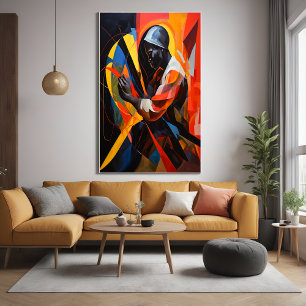 Abstract Portrait in Vibrant Colors Modern Art Poster