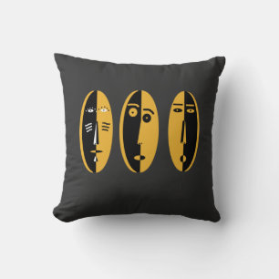 abstract portrait masks design throw pillow