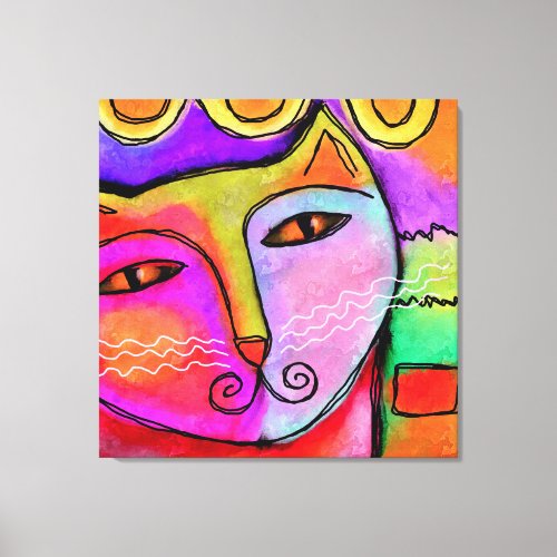 Abstract Portrait of a Cat Canvas Print