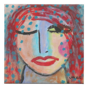 Abstract Portrait of a Red Head Faux Canvas Print