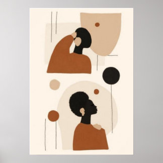 Abstract Portrait Wall Art Set | Minimalist Africa