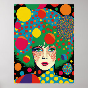 Abstract Portrait With Polkadots Poster