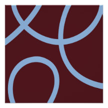 Abstract Poster - Blue Lines Burgundy