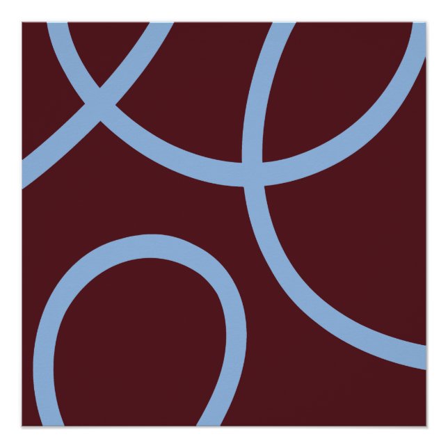 Abstract Poster - Blue Lines Burgundy (Front)
