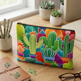 Abstract Potted Cacti  Accessory Pouch