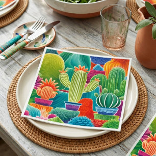 Abstract Potted Cacti Napkins