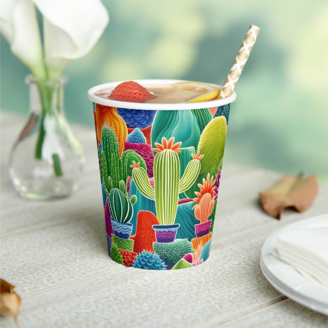 Abstract Potted Cacti Paper Cups (Insitu)