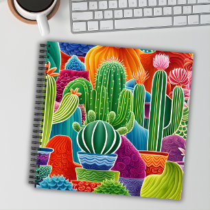 Abstract Potted Cacti Square Notebook