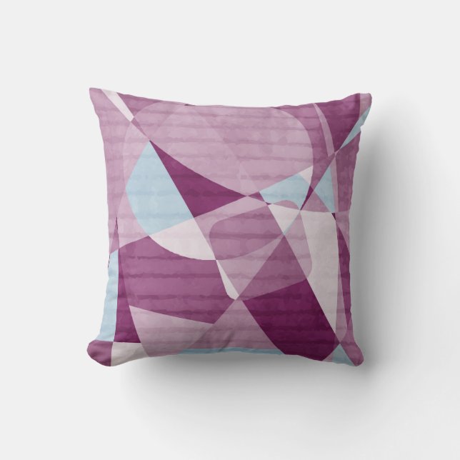 Abstract Powder blue and Plum Pattern Throw Pillow (Front)