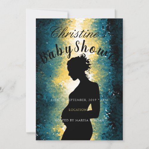 Abstract Pregnant Woman Silhouette Baby Shower Invitation