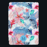Abstract Pretty Floral and Deer Art Monogrammed iPad Pro Cover<br><div class="desc">Pretty floral and camouflaged blue deer art with optional monogram.</div>