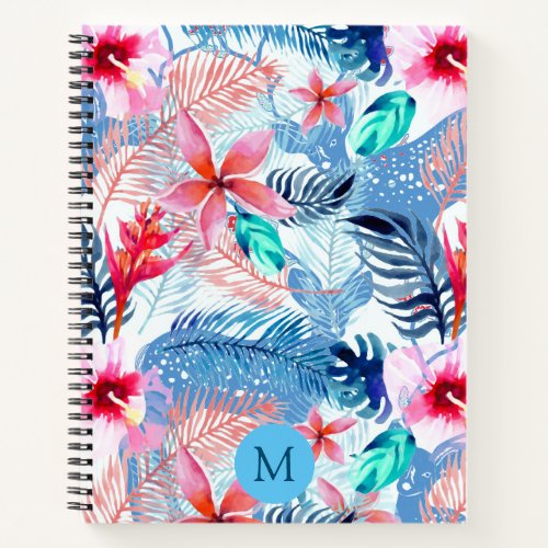 Abstract Pretty Floral and Deer Art Monogrammed Notebook