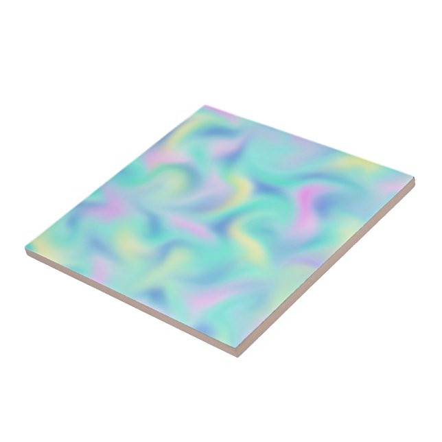 Abstract Pretty Pastel Swirls Pattern Ceramic Tile (Side)