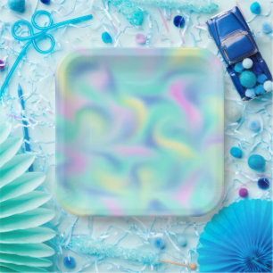 Abstract Pretty Pastel Swirls Pattern Pape Paper Plates