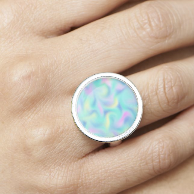 Abstract Pretty Pastel Swirls Pattern Ring (In Situ)
