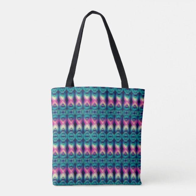 Abstract Pretty Teal & Pink  Tote Bag (Back)