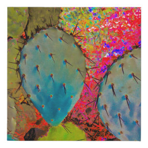 Abstract Prickly Pear Cactus Modern Desert Faux Canvas Print