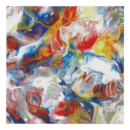 Abstract Primary Colors Painting Swirl Cool Design Faux Canvas Print