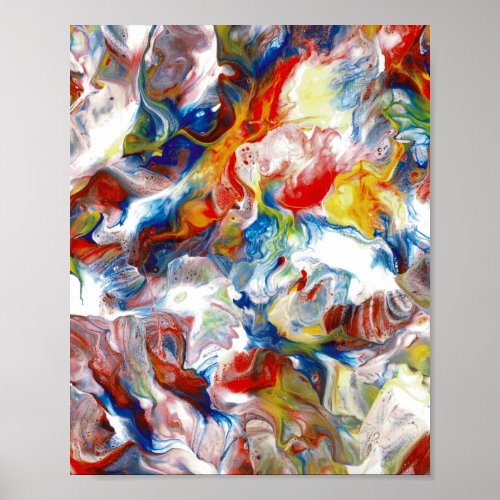 Abstract Primary Colors Painting Swirl Cool Design Poster