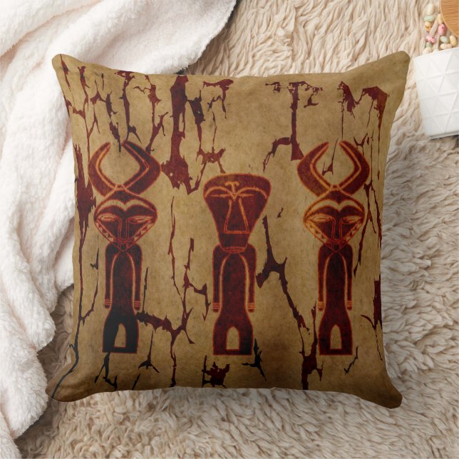 Abstract Primitive old vintage African art Throw Pillow (Blanket)