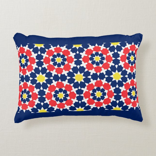 abstract print with stars and x-es accent pillow (Front)