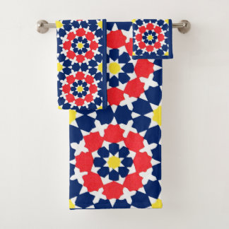 abstract print with stars and x-es bath towel set