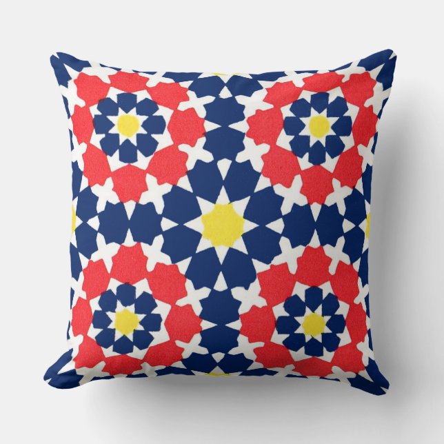 abstract print with stars and x-es throw pillow (Front)