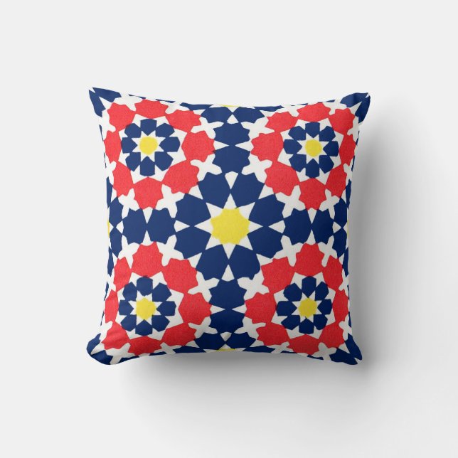 abstract print with stars and x-es throw pillow (Front)
