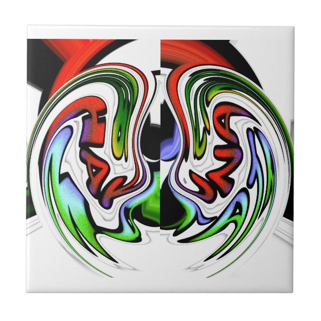 Abstract Profile Art Print Ceramic Tile (Front)