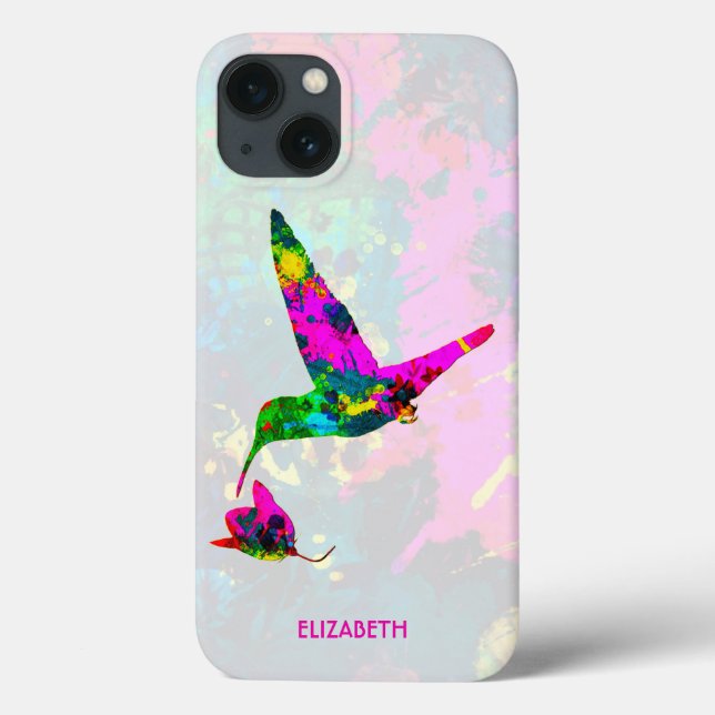Abstract Psychedelic Colorful Hummingbird Case-Mate iPhone Case (Back)