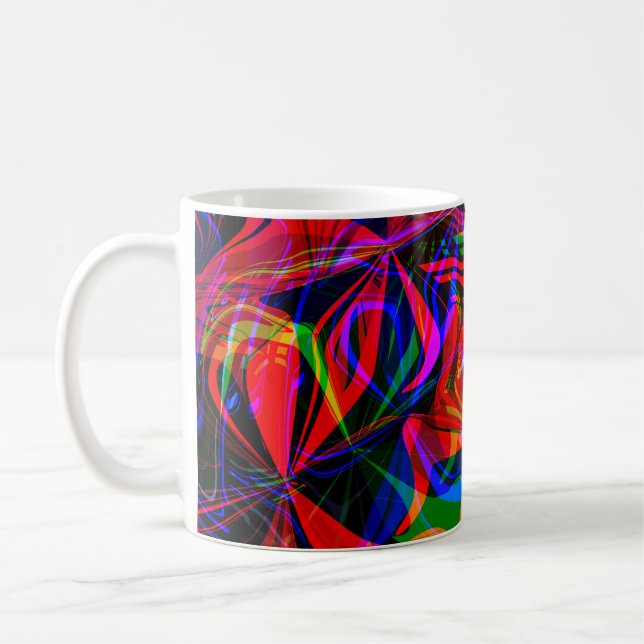 Abstract Psychedelic Colorful Red Coffee Mug (Left)