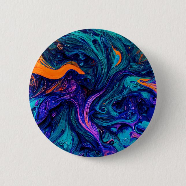 Abstract psychedelic Colors Throw Pillow Button (Front)