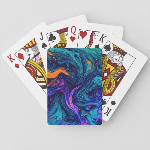 Abstract psychedelic Colors Throw Pillow Playing Cards