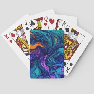 Abstract psychedelic Colors Throw Pillow Poker Cards