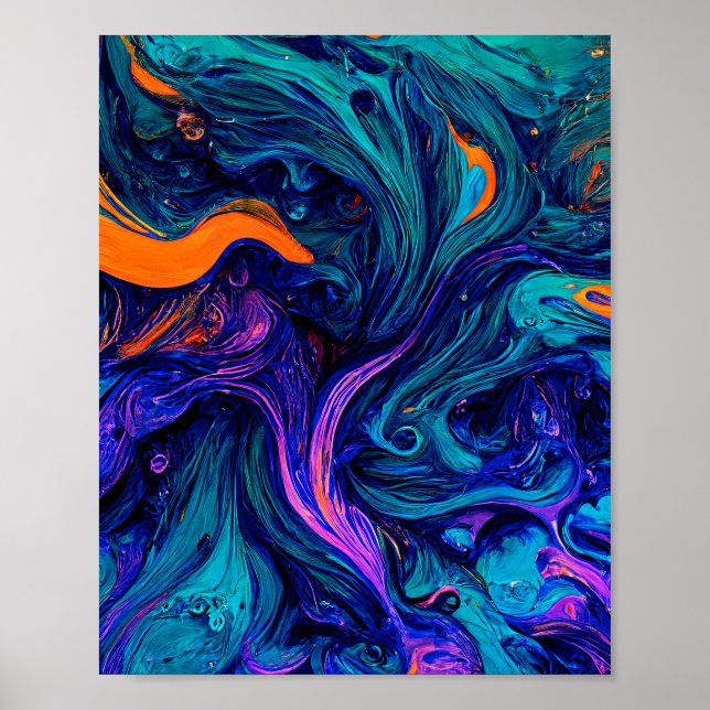 Abstract psychedelic Colors Throw Pillow Poster (Front)