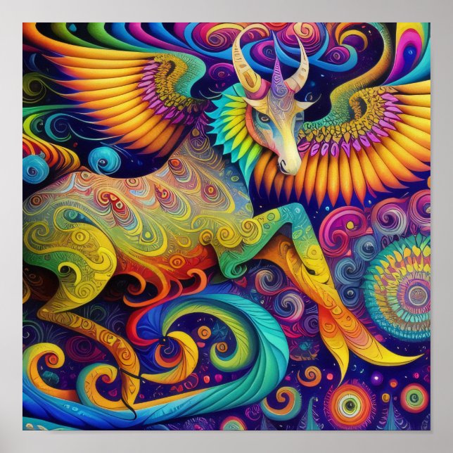 Abstract Psychedelic Creature Art Poster (Front)