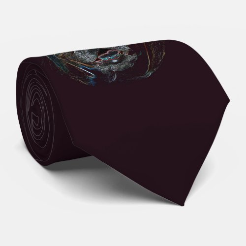 Abstract Psychedelic Dark Bulldog Drawing Tie