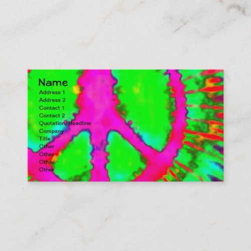 Abstract Psychedelic Tie-Dye Peace Sign Business Card