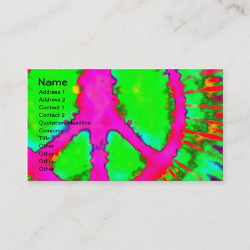 Customizable Abstract Psychedelic Tie-Dye Peace Sign Business Card
