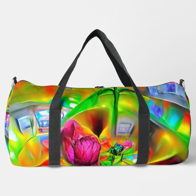 Abstract Psychedelic Flowers  Duffle Bag (Front)