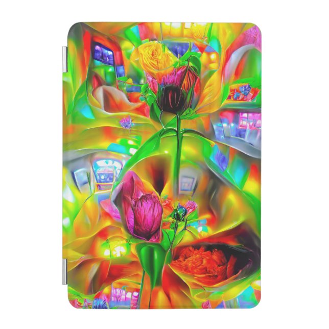 Abstract Psychedelic Flowers  iPad Mini Cover (Front)