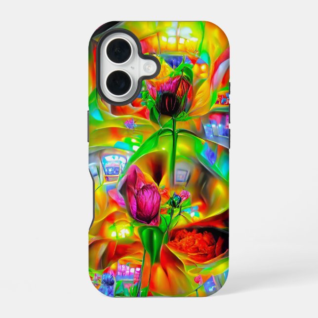 Abstract Psychedelic Flowers  Iphone Case (Back)