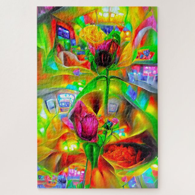 Abstract Psychedelic Flowers  Jigsaw Puzzle (Vertical)