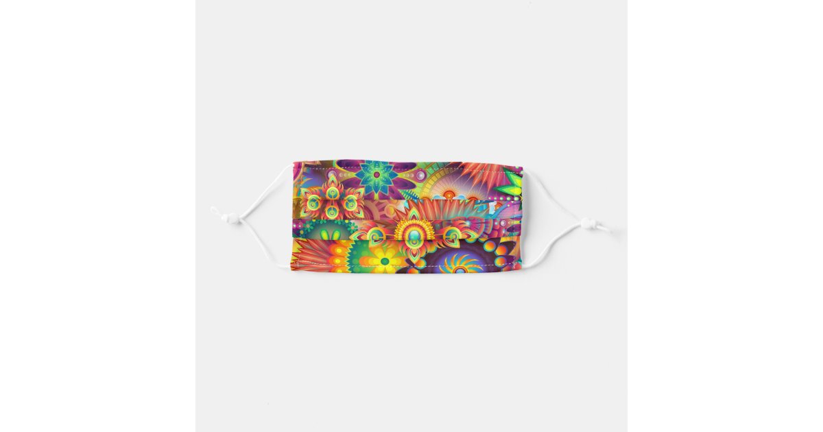 Abstract Psychedelic Mandala Floral Colorful Cloth Face Mask