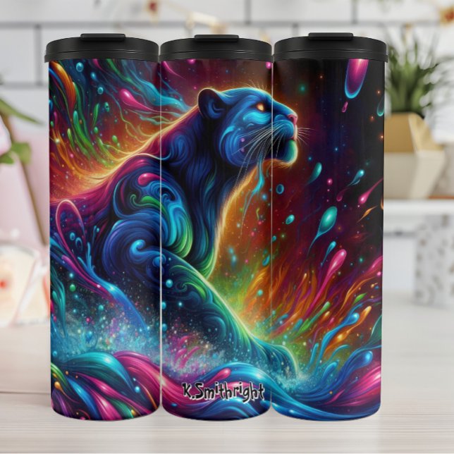 Abstract Psychedelic Panther in Colors Thermal Tumbler (Creator Uploaded)