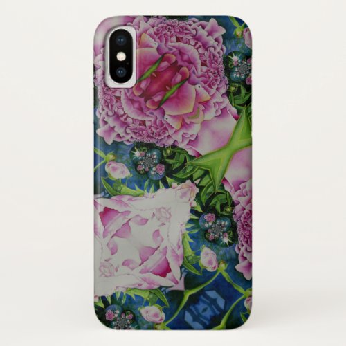 Abstract psychedelic pink Peonies iPhone XS Case