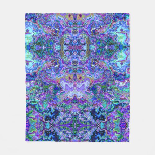 Abstract Psychedelic Purple Marbled Pattern Fleece Blanket