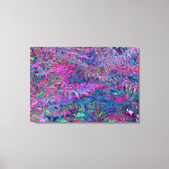 Abstract Psychedelic Rainbow Colors Foliage Garden Canvas Print (Front)