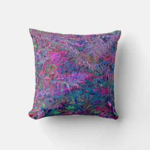 Abstract Psychedelic Rainbow Colors Foliage Garden Throw Pillow